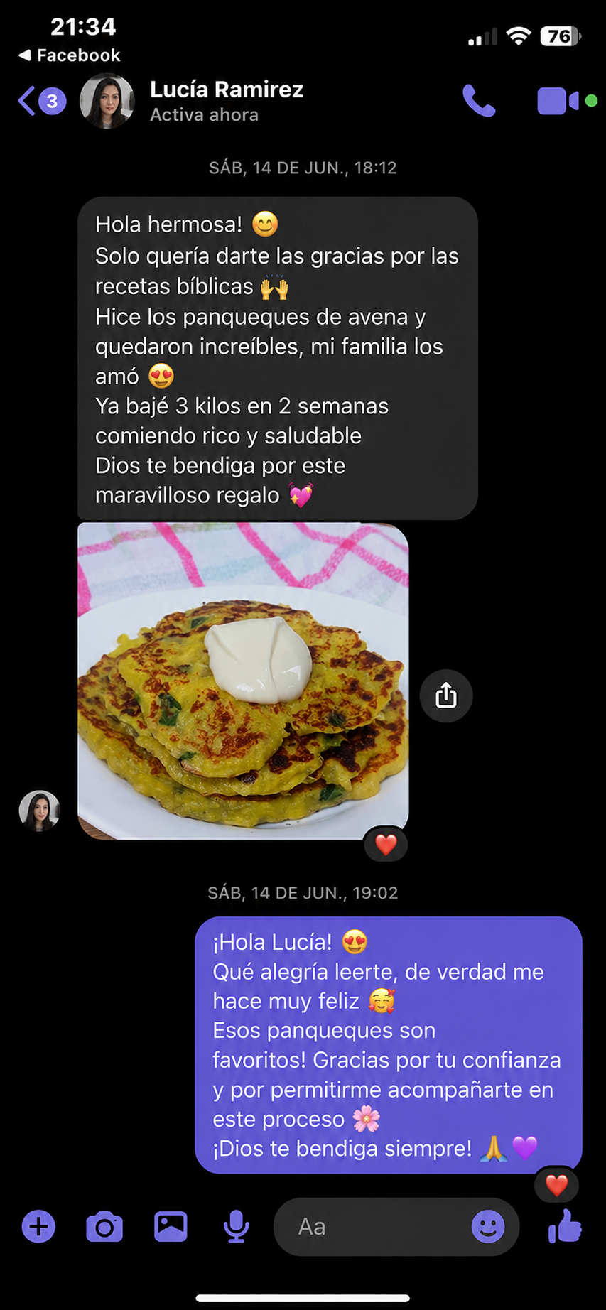 Mensaje real de Lucía Ramírez sobre los panqueques de avena