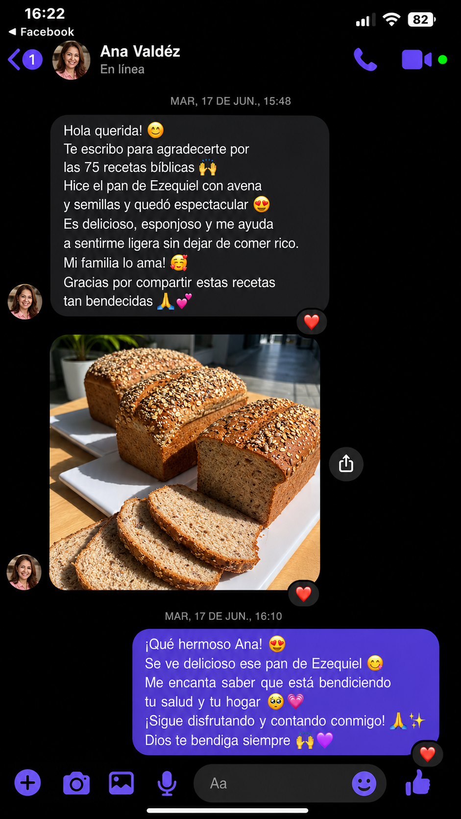 Mensaje real de Ana Valdéz sobre el pan de Ezequiel